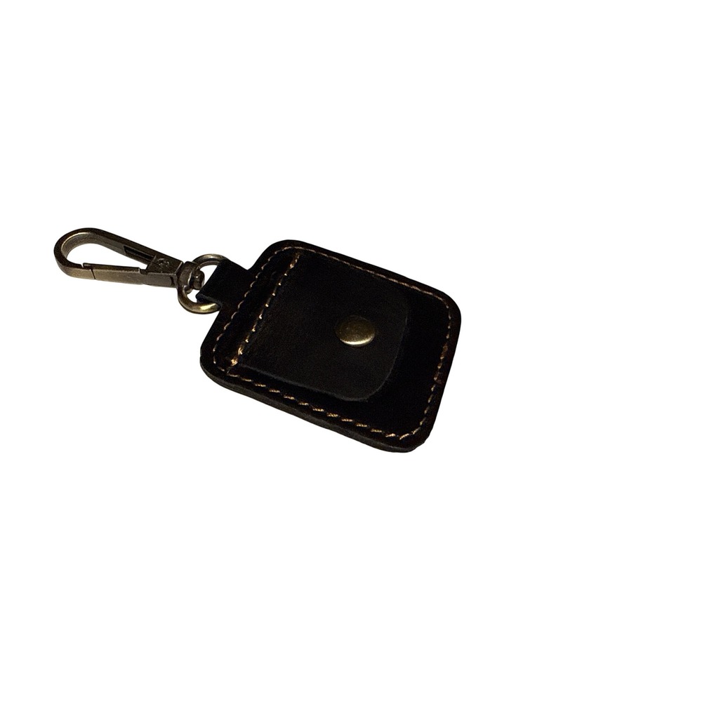 Black Leather Keychain Pouch Snap Closure AA medallion  Holder Swivel Clasp EDC